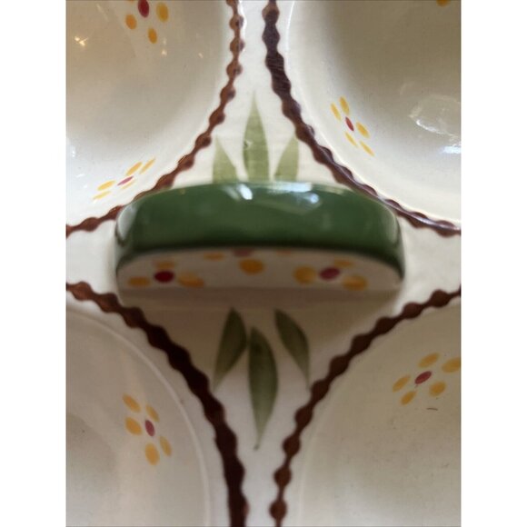 Temptations Green Old World Divided Condiment Nut Party Serving Dish - Picture 11 of 12